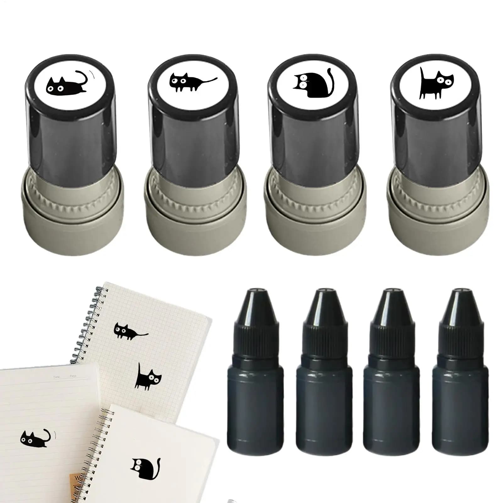 Cat Stamps Self Inking DIY Stamping Supplies Kitten Stamp Set for Scrapbooking Card Making Planner Diary Notebook School