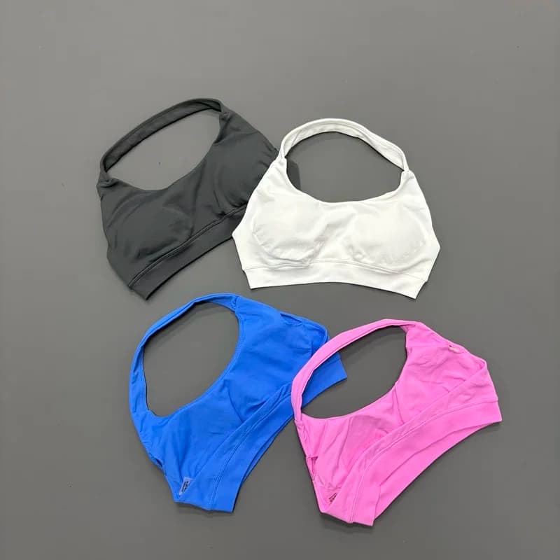 HISTELLO Reggiseno Sportivo Senza Cuciture con Collo Halter per Donne, Top Imbottito ad Alto Supporto con Schiena Aperta per Pilates, Yoga, Fitness e Allenamento in Palestra
