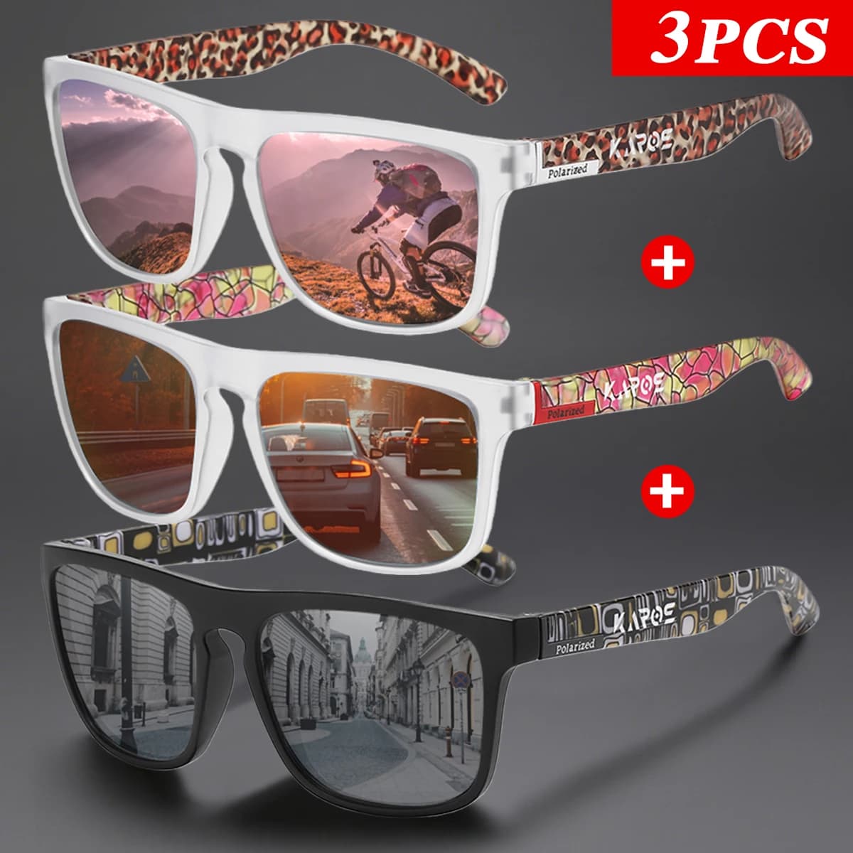 3 Pz/set Karos Occhiali Da Sole Polarizzati Moda Protezione UV400 Occhiali Antiriflesso Unisex Adatti Per Gli Uomini di Guida Occhiali Da Ciclismo