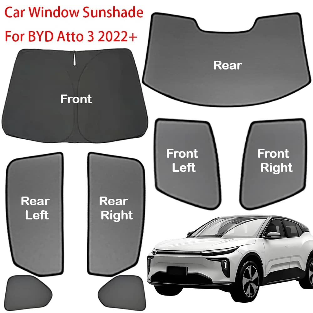 Auto Front Windshield Rear Sunset Set For BYD Atto 3 2022-2025 Window Sun Blocker Shadow Curtains Window Covering Accessories Car
