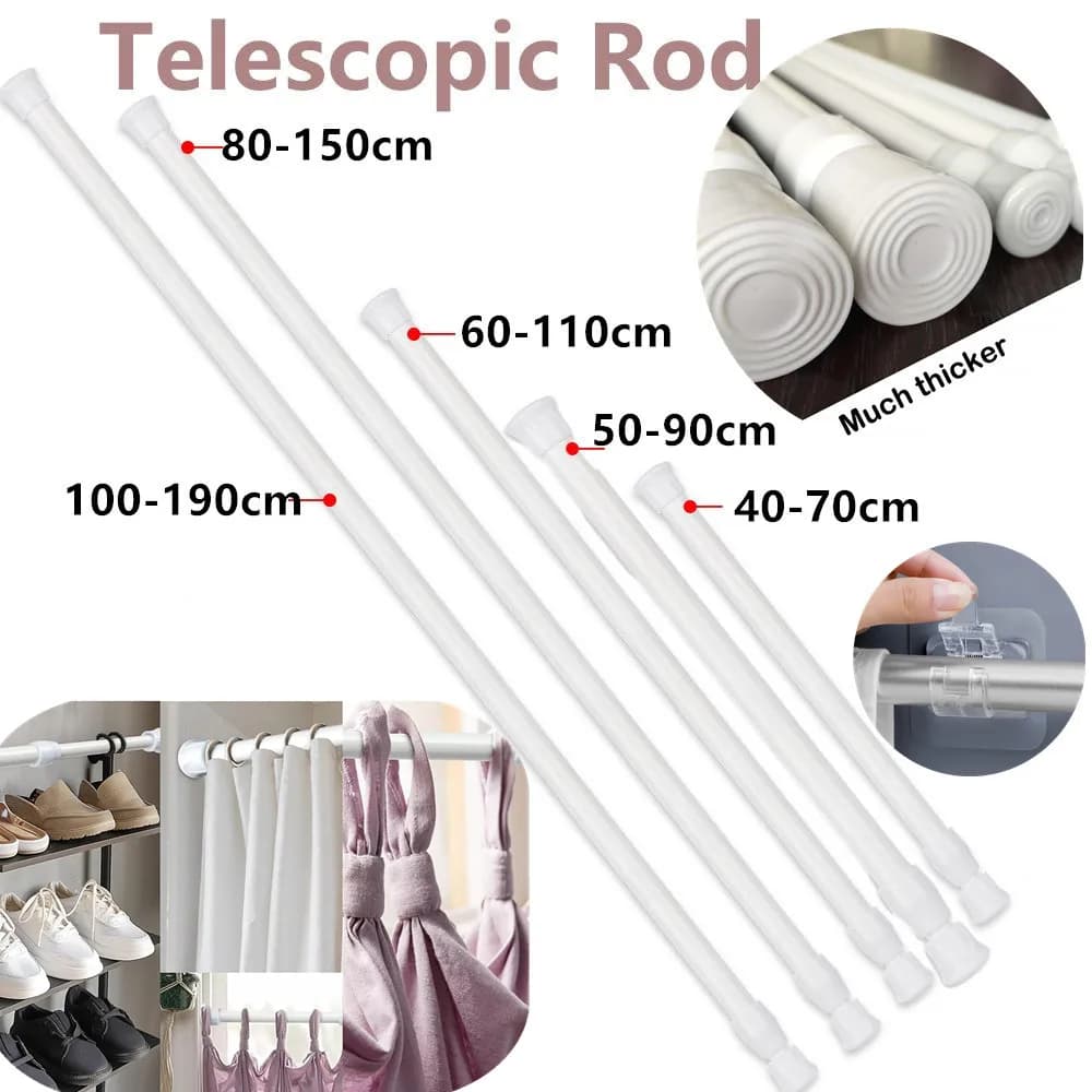 Asta telescopica allungabile caricata a molla multifunzionale Asta per tenda regolabile Aste per appendere la casa per il bagno con finestra