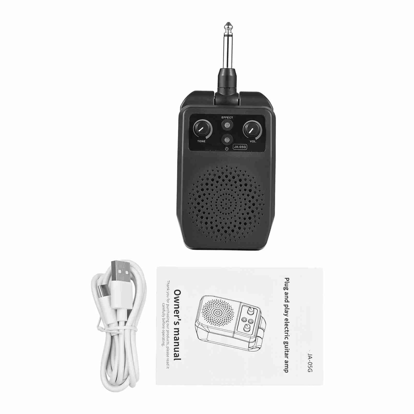 Mini Speaker Portable Bluetooth with Built in 4 Effects Plug and Play Guitar Speaker for All Electric Guitar Black