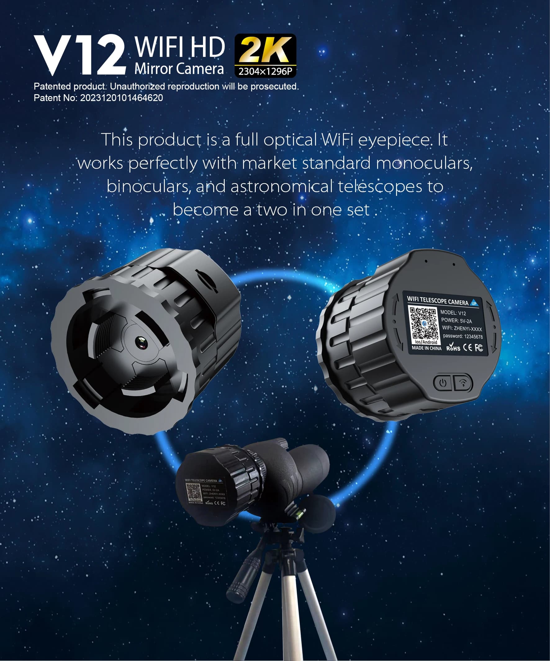Periscopio CMOS con telescopio 2K HD WIFI per binocolo educativo scientifico