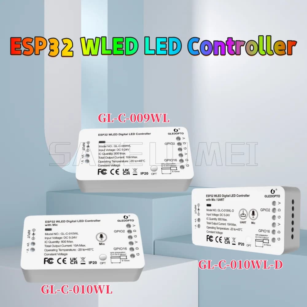 GLEDOPTO ESP32 WLED Controller LED GL-C-009/010WL/010WL-D Con Microfono Modalità dinamiche musicali fai da te per luci di striscia WS2811/2812/2813