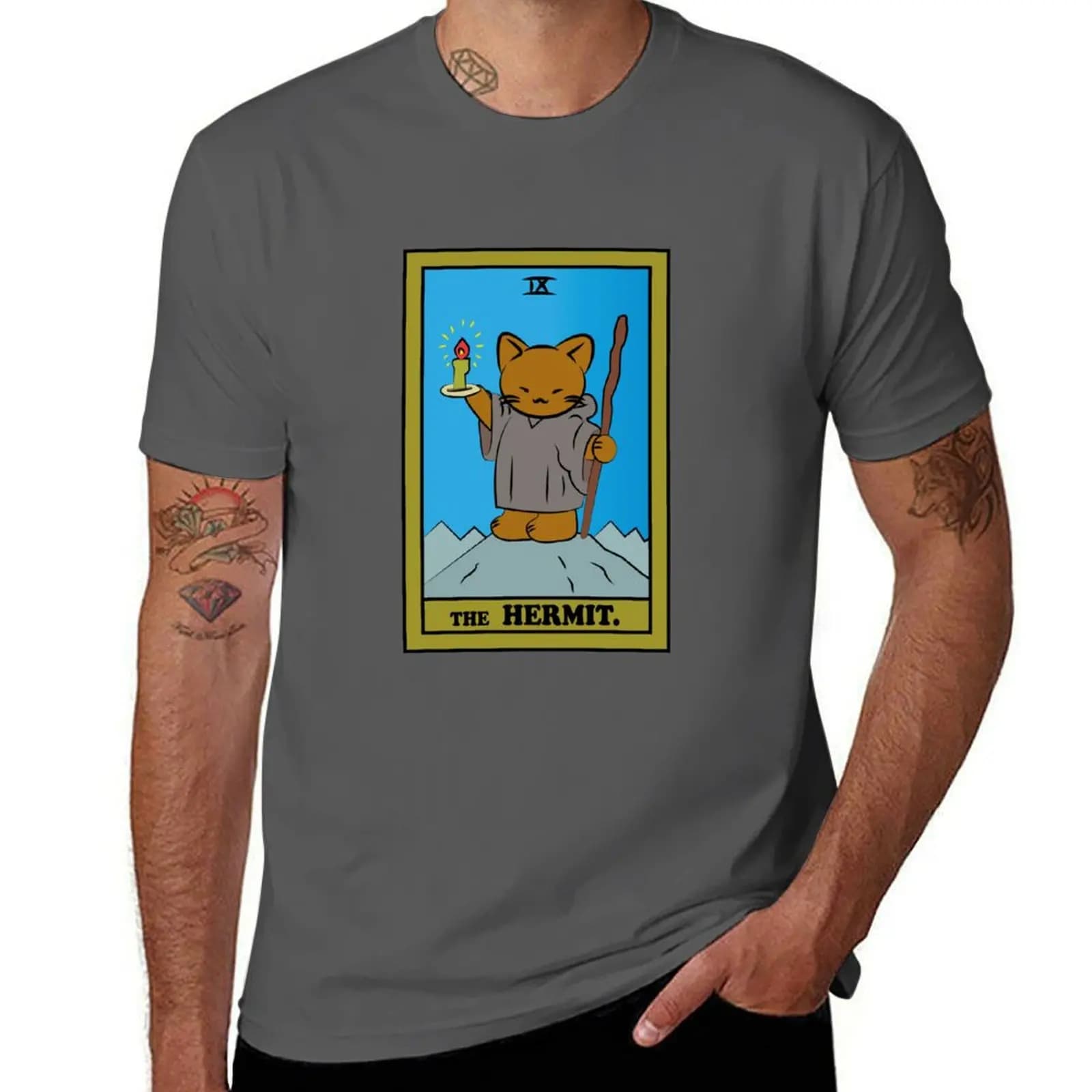 ERMITAANO. TAROT CARDS CAT THE T-Shirt T-shirt casual con stampa moderna