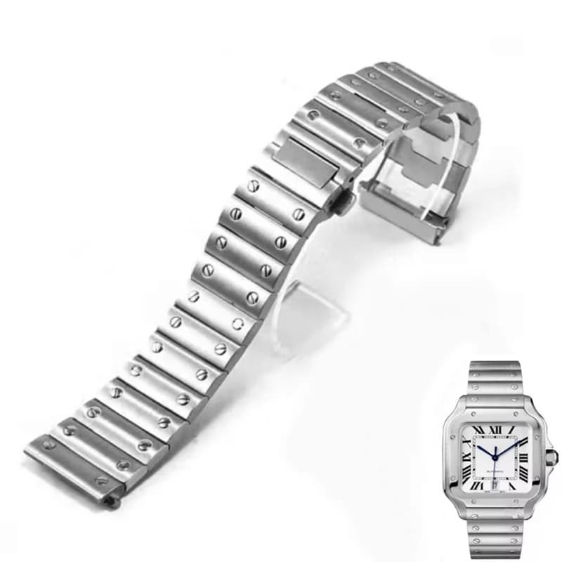 Cinturino in argento da 21 mm per Carter Seko Santos WHSA0007 WSSA0009 Whsa0010 cinturino per orologio da uomo cinturino per accessori per orologi in acciaio inossidabile