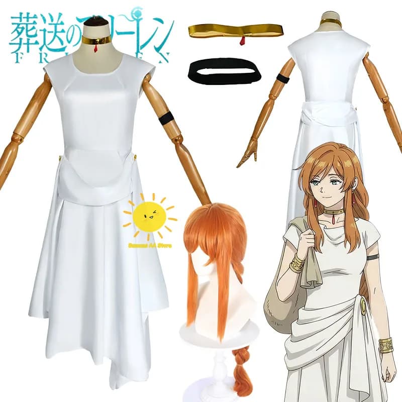Costume Cosplay Anime Flamme di Frieren: Oltre la Fine del Viaggio, Abito con Cintura, Completo Flamme per Halloween e Carnevale, per Donne