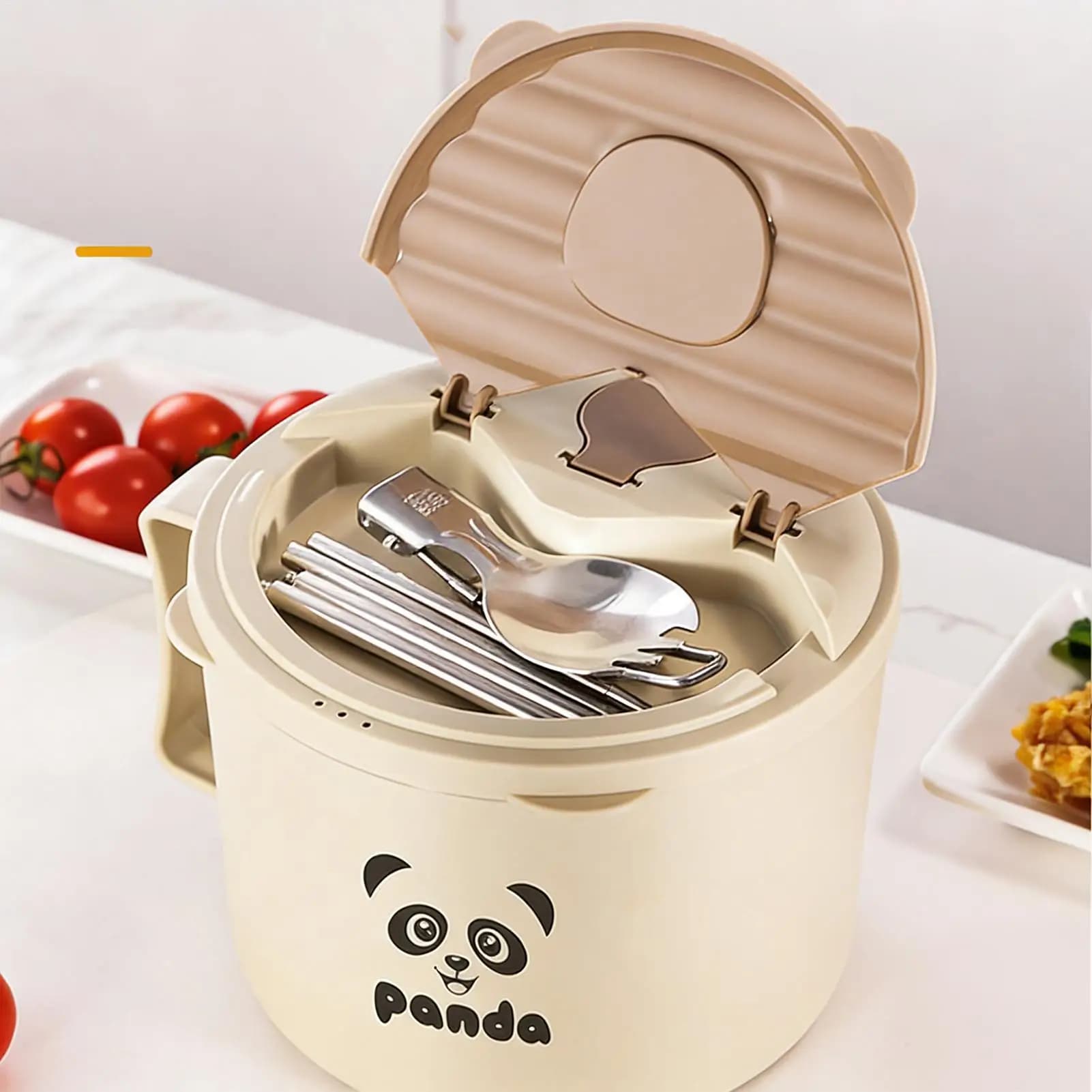 Contenitore per Noodles Istantanei in Acciaio Inox, Tazza per Pasti Istantanei da Viaggio, Pranzo, Cena, Colazione, per Scuola e Ufficio