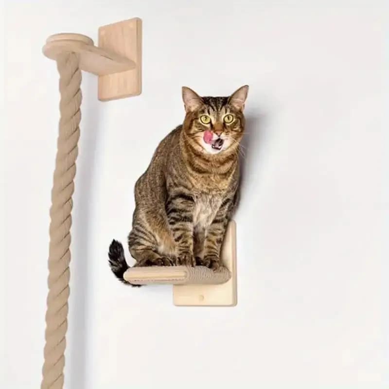 Set di piattaforme da 1,5 cm in corda di iuta per salti a parete, Tiragraffi Deluxe da parete per gatti, Tiragraffi da parete per gatti
