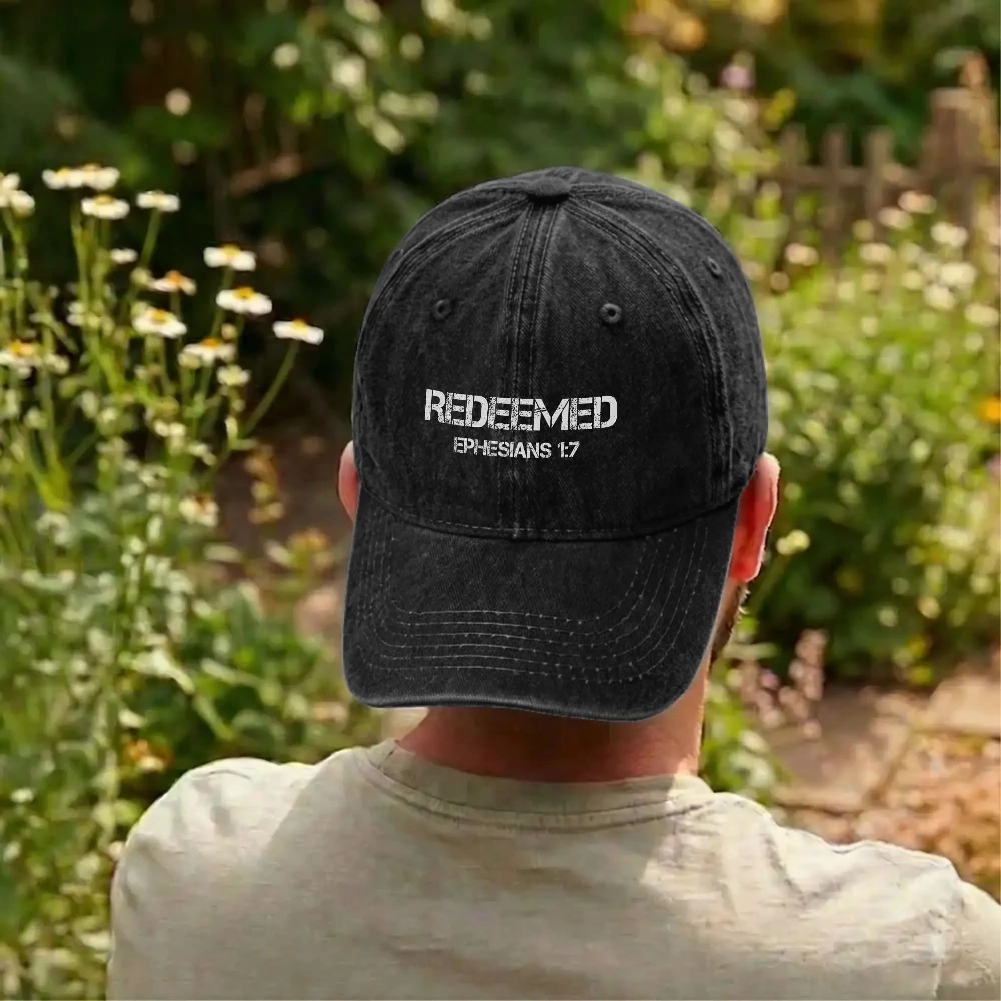 Ephesians 1 7 Redeemed Christian Men Women Unstructured Baseball Caps Bible Verse Distressed Hat Vintage Outdoor Gift Headwear
