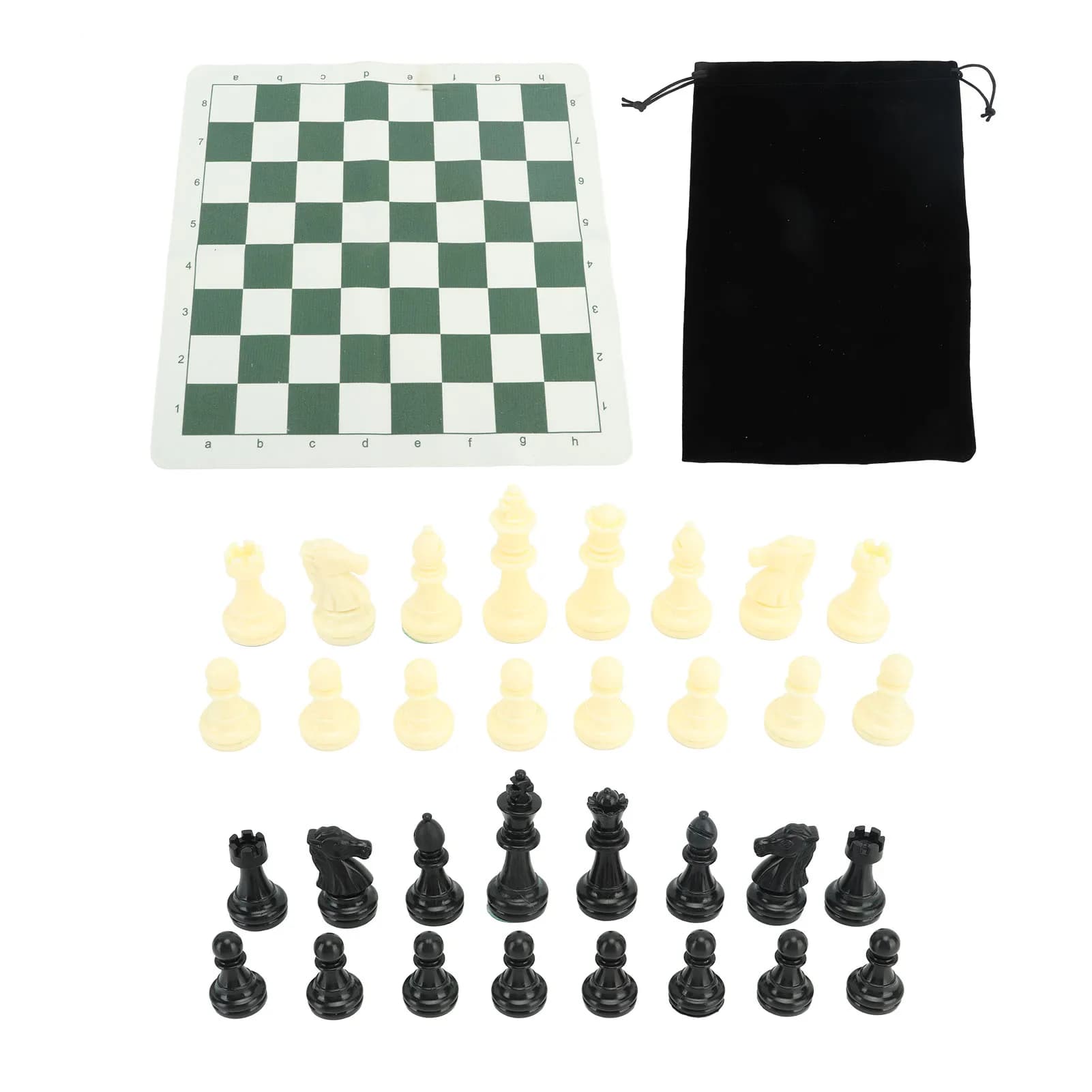 Set di Scacchi Portatile - Scacchiera in Similpelle PU con 32 Pezzi e Borsa Portaoggetti, Set da Gioco da Viaggio per Esterni e Interni