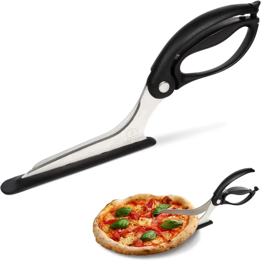Non-Slip Base 5-in-1 Stainless Steel Pizza Cutter with Food Grade Slicer and Server