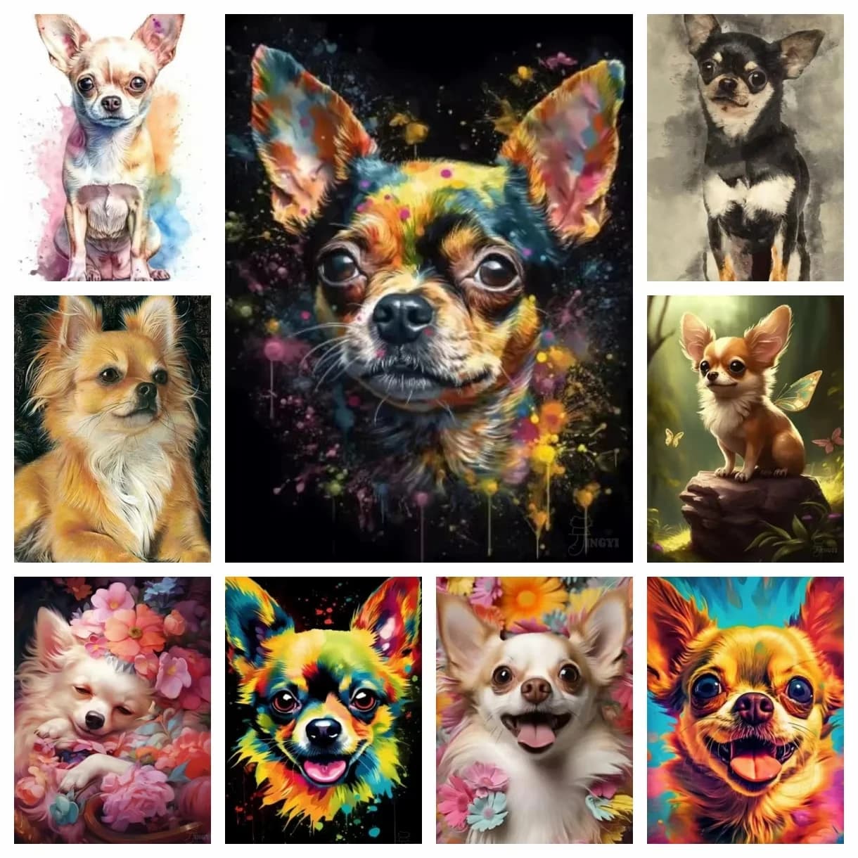Dog Chihuahuas 5D DIY Diamond Painting Kit Full Diamond Embroidery Mosaic Picture Jewelry Cross stitch Cute Pet Home Decor Gift