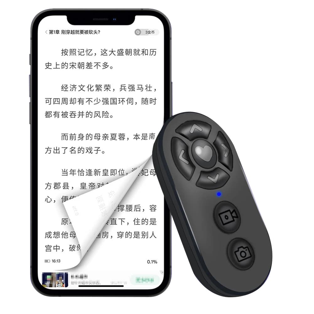 Telecomando Bluetooth a 7 Pulsanti per TikTok, Controllo Selfie Stick per Foto e Video