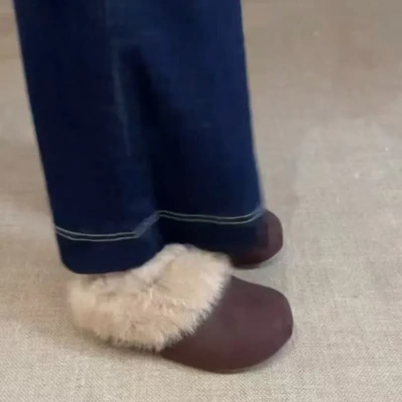 2026 Autumn & Winter New Platform Thick-Soled Mule Furry Slippers - High-Heel, Warm Cotton Slippers for Indoor & Outdoor Wear