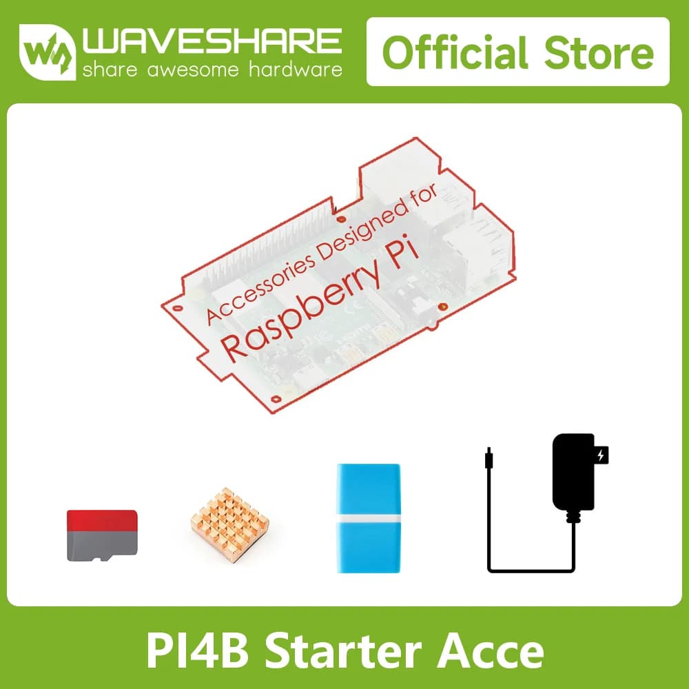 Waveshare PI4B Starter Acce,Micro SD Card, Heat Sink, Power Supply, Not Include Raspberry Pi 4
