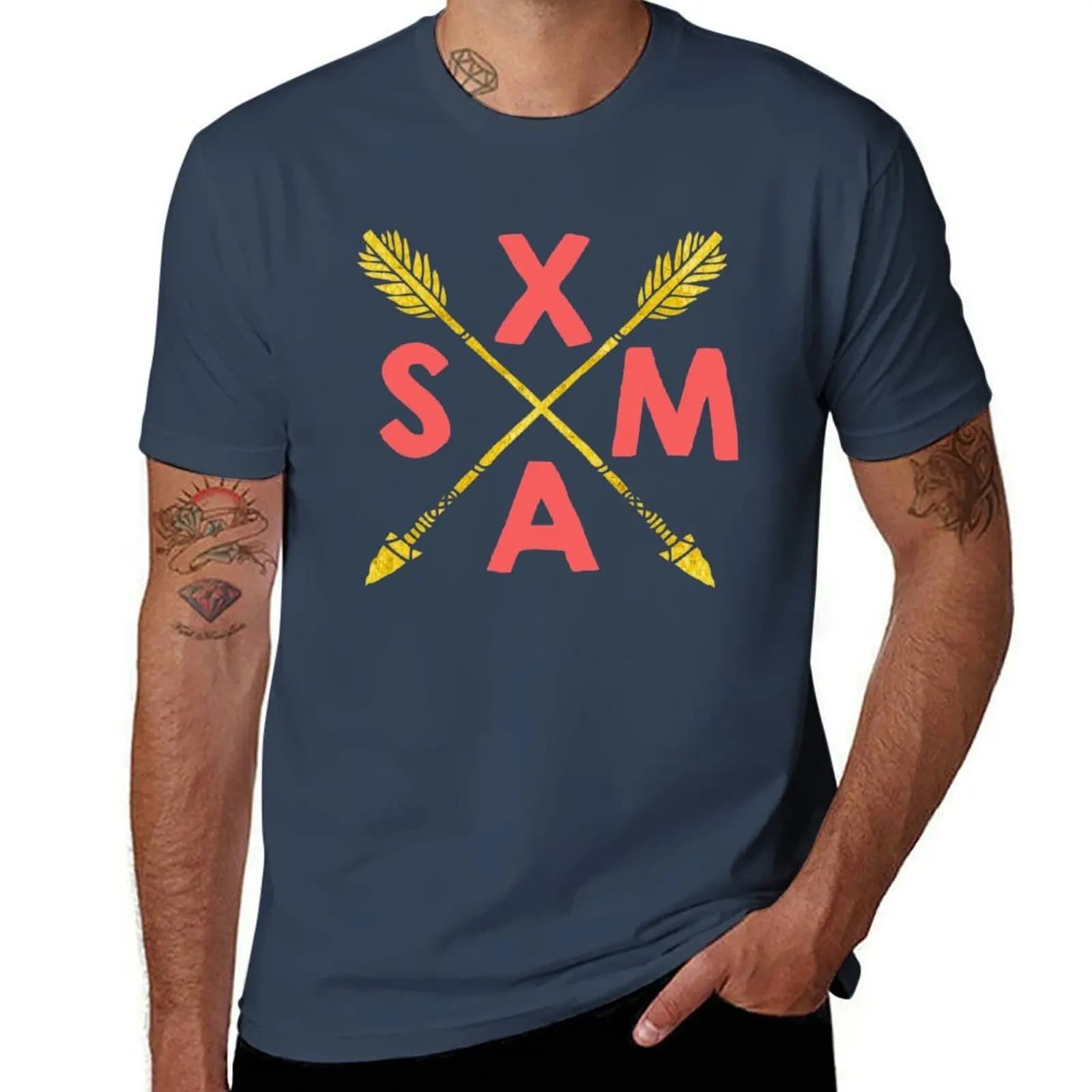T-shirt Golden Xmas Arrows T-shirt semplice di grandi dimensioni
