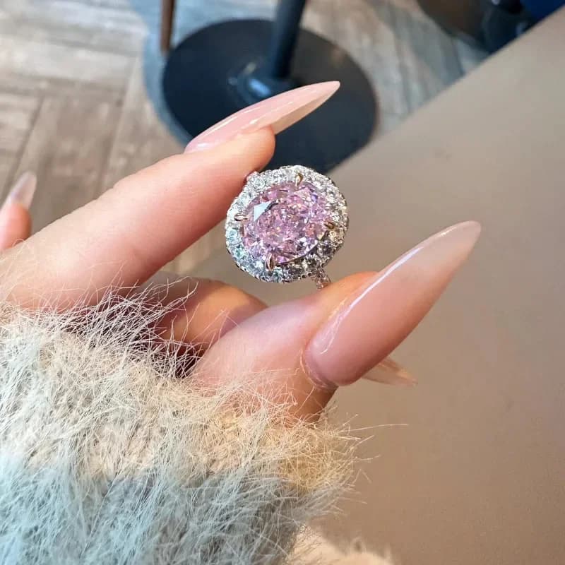 Romantici anelli di pietre preziose rosa chiaro vintage per le donne argento 925 micro diamanti intarsiati anello di fidanzamento di lusso gioielli a strati