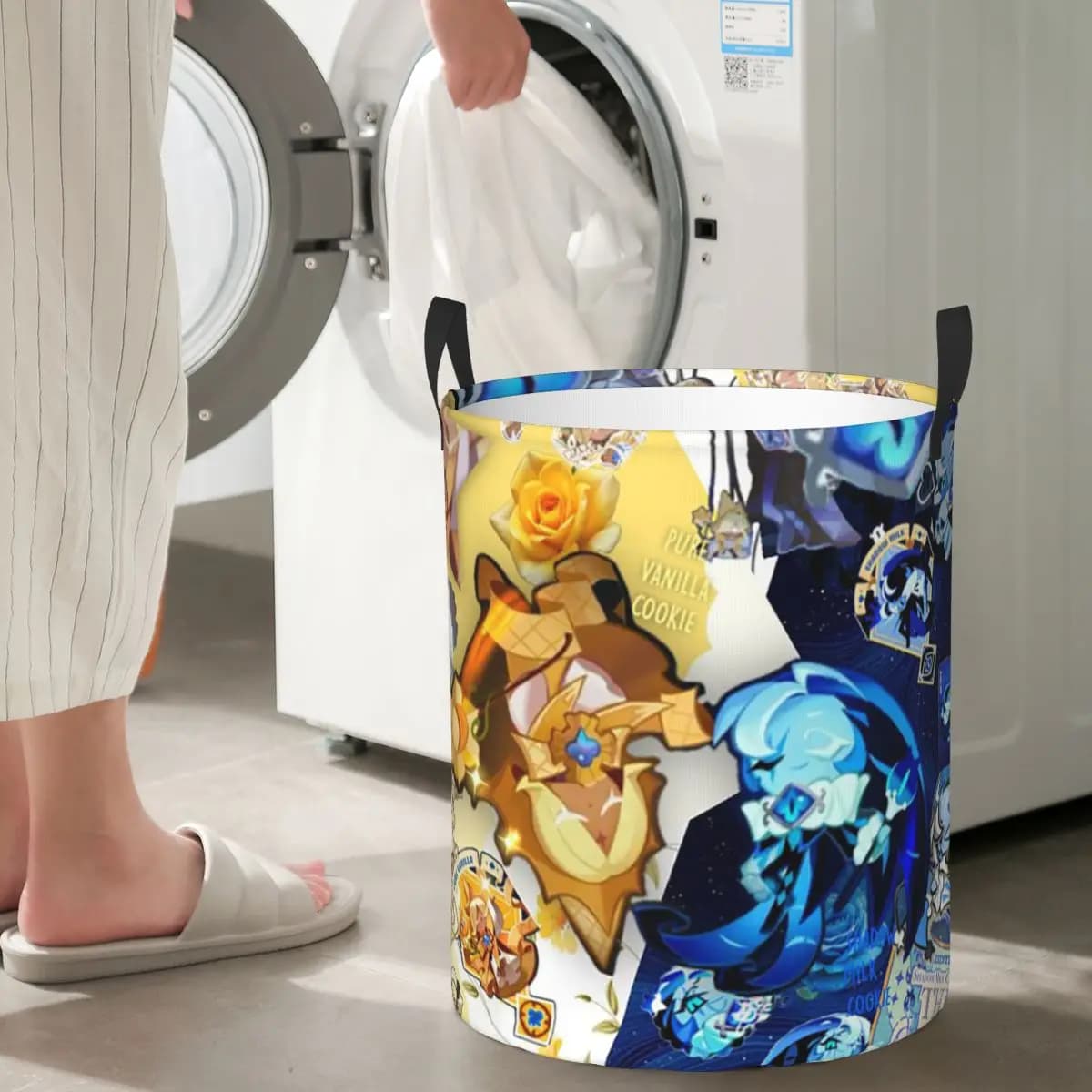 Cesto Portabiancheria Pieghevole Shadow Milk Cookie Run Kingdom, Design Anime Carino, per Vestiti Sporchi e Giocattoli, Organizer Domestico