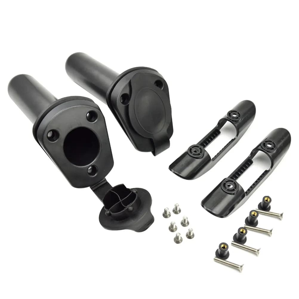 Set Supporto per Canna da Pesca e Pagaia, Inclinazione 30 Gradi, per Canoa, Kayak, Barca, con Coperchio Impermeabile Nero