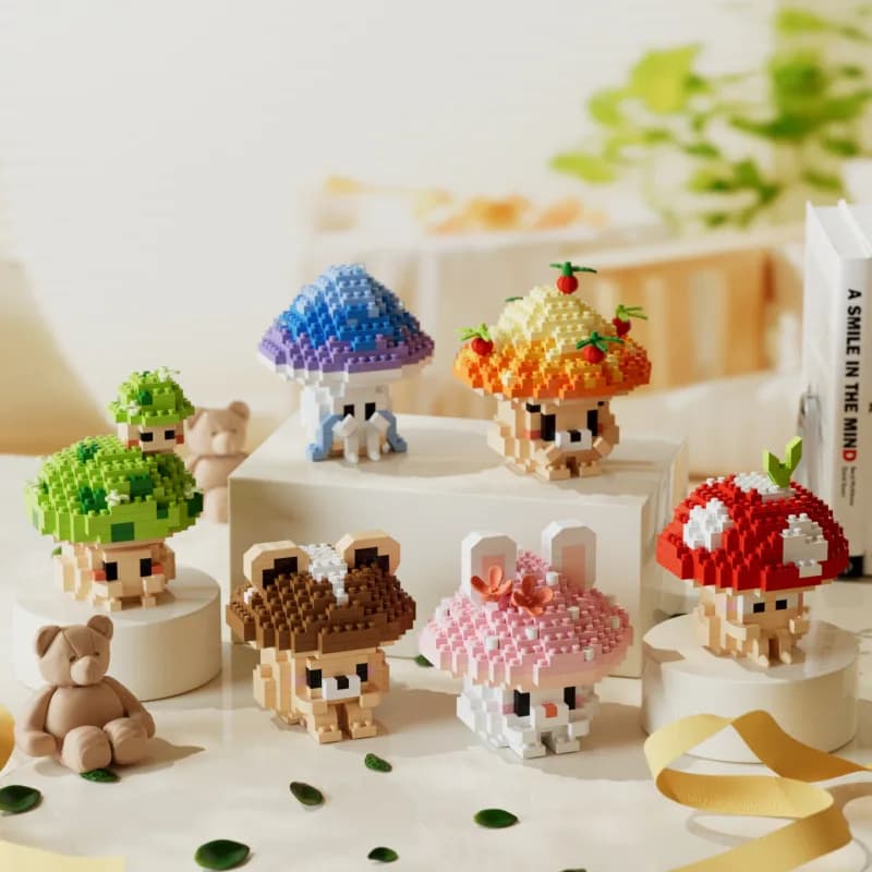 Fungo Adulti Particelle Micro Building Blocks Animali Set da costruzione in mattoni Giocattoli per bambini Ragazza Giochi di 6 anni Regalo per bambini