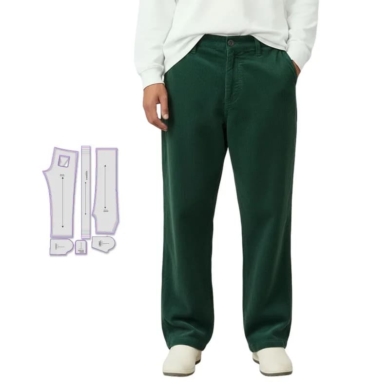 Modelli di cucito per pantaloni da uomo in 7 taglie (XS-XXL), kit da cucito per principianti per abbigliamento da uomo, regalo per gli appassionati di cucito.
