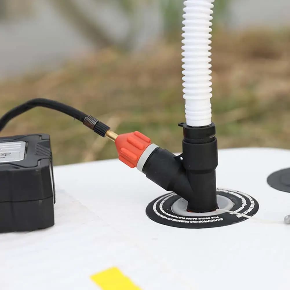 Adattatore per valvola a doppio ingresso per SUP, pompa gonfiabile, kayak, barca a remi, convertitore per compressore d'aria, adattatore per valvola dell'aria