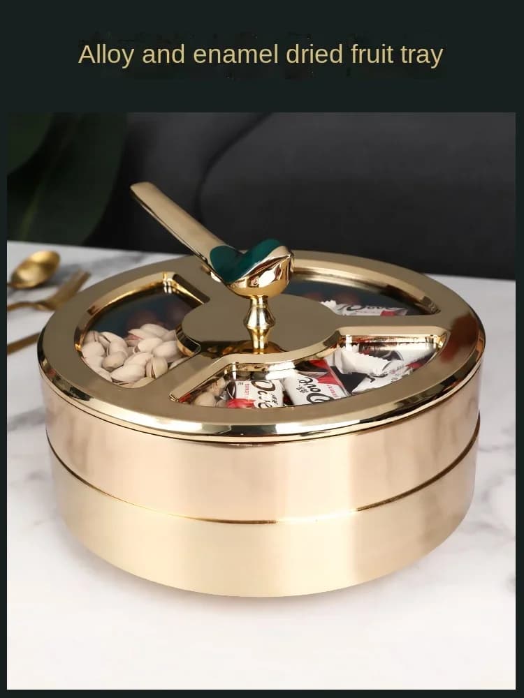 Piatto di frutta creativo per la casa di Capodanno di lusso leggero Tavolino da salotto Contenitore di caramelle di fascia alta Piatto di snack di frutta secca di fascia alta