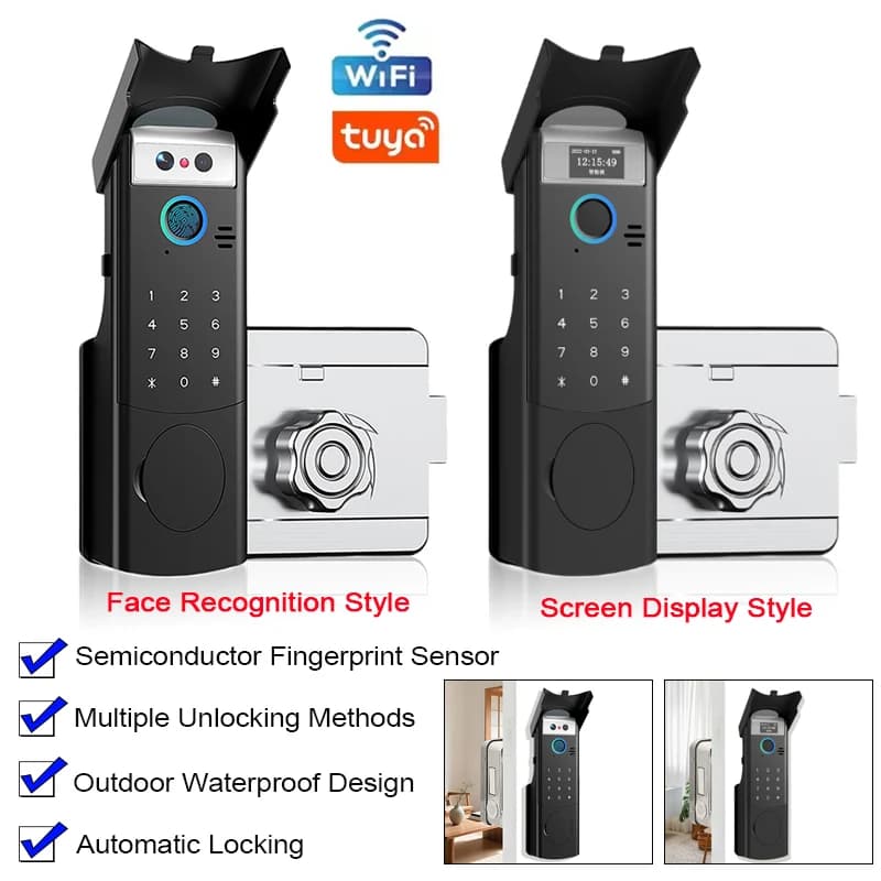 Citofono Digitale Impermeabile da Esterno Tuya con Riconoscimento Facciale, Impronta Digitale, Codice, Scheda RFID e Campanello/Batteria al Litio Ricaricabile