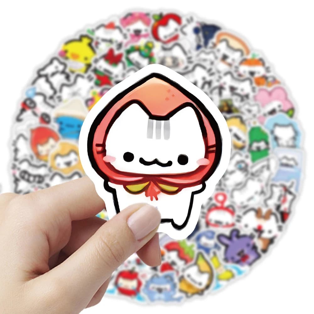 10/30/50/100 Pezzi Adesivi Kawaii a Forma di Gatto, Divertenti Decalcomanie Creative per Decorazione Casco, Valigie, Telefono, Bicicletta, Giocattoli Carini
