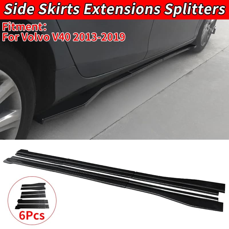 For Volvo V40 2013-2019, Decorative Accessories for Extension Side Miniskirts Auto ABS Effect Carbon Fiber, Splitter and Diffuser