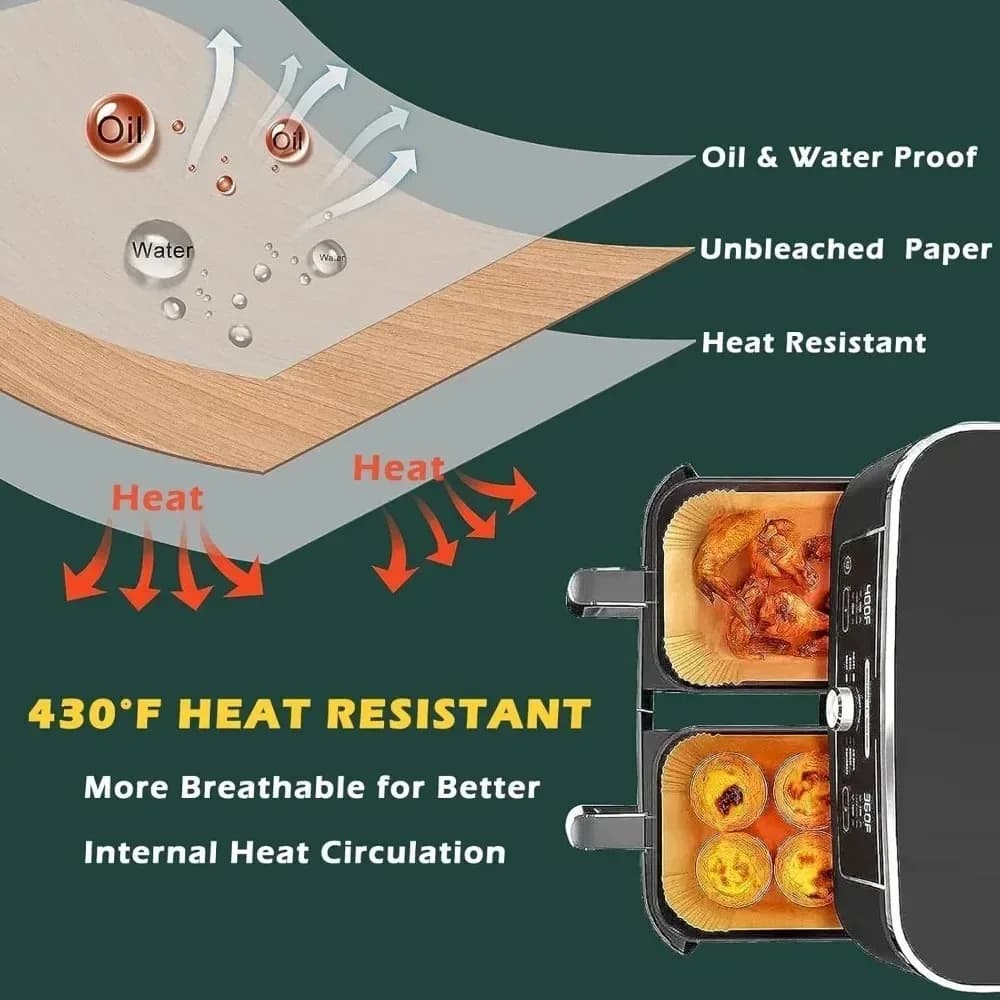 Disposable Air Fryer Paper Kitchen Baking Airfryer Mat Oilproof Micro-wave Barbecue Pad Baking Paper Liner Non-Stick 50/100pcs
