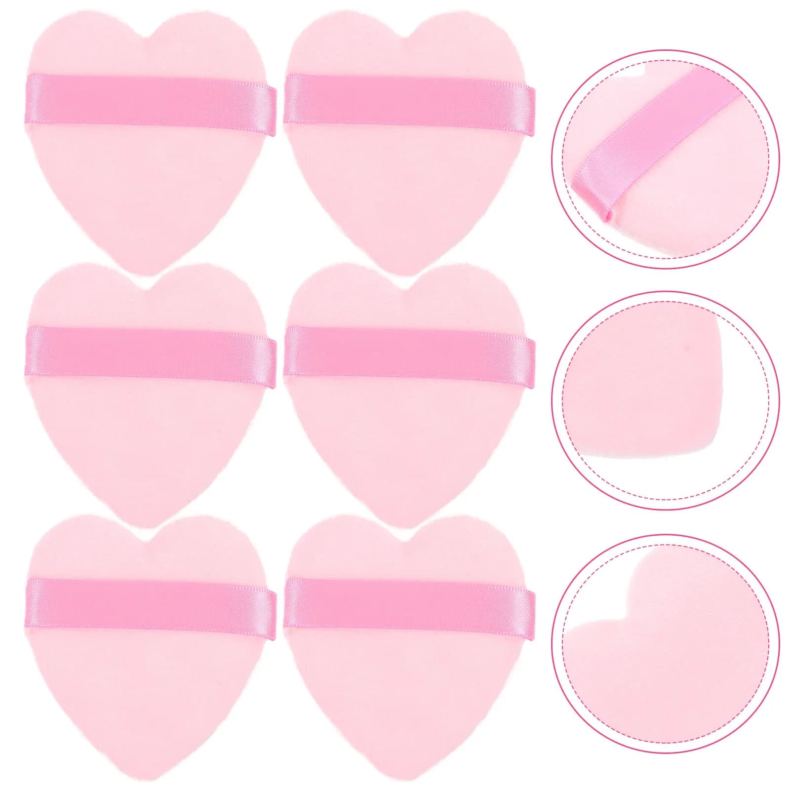 Set di 6 Spugnette a Forma di Cuore per Trucco, Morbide Spugne per Fondotinta e Cipria, Accessori per Cosmetici e Bellezza