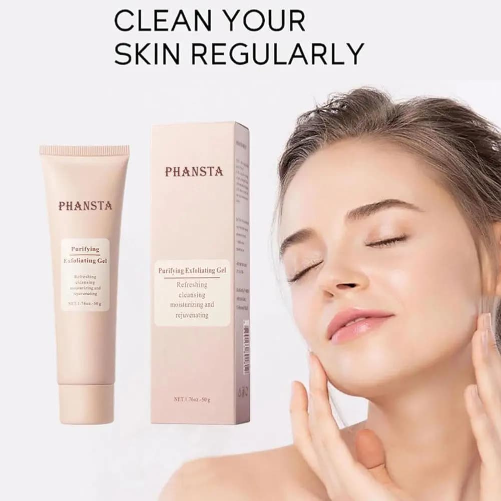 Gel Esfoliante Purificante Phansta 50g per Rimozione Pelle Morta, Pulizia Viso, Rinfrescante, Idratante e Ringiovanente