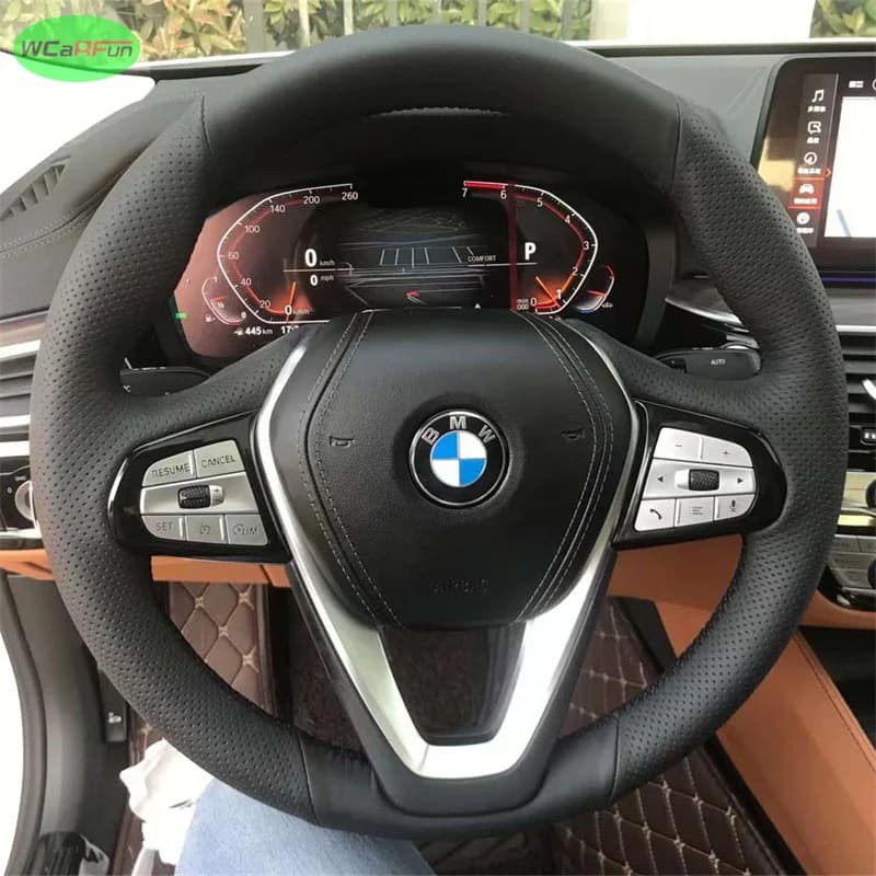 Car steering Wheel Custom Anti-Slip Leather cover For BMW i4 G01 G02 G06 G07 G11 G20 G22 G23 G26 G29 G31 G32