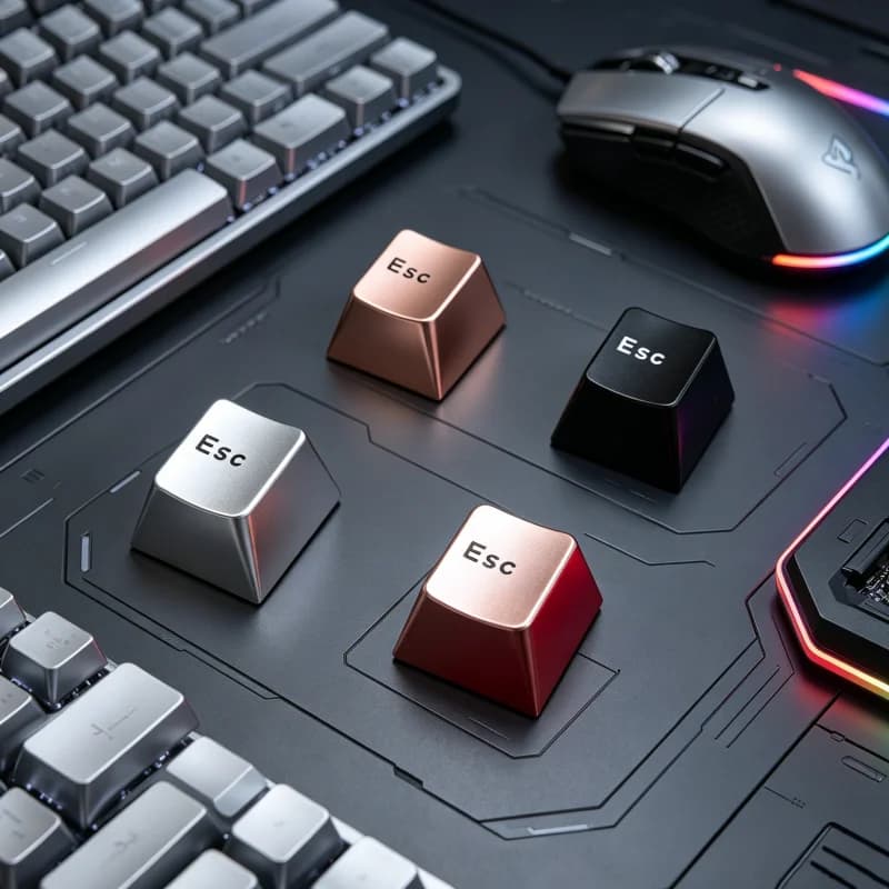 Tastiera meccanica in metallo personalizzata con keycap ESC in lega di alluminio, ossidazione anodica CNC, barra spaziatrice fai-da-te, keycap con profilo Cherry