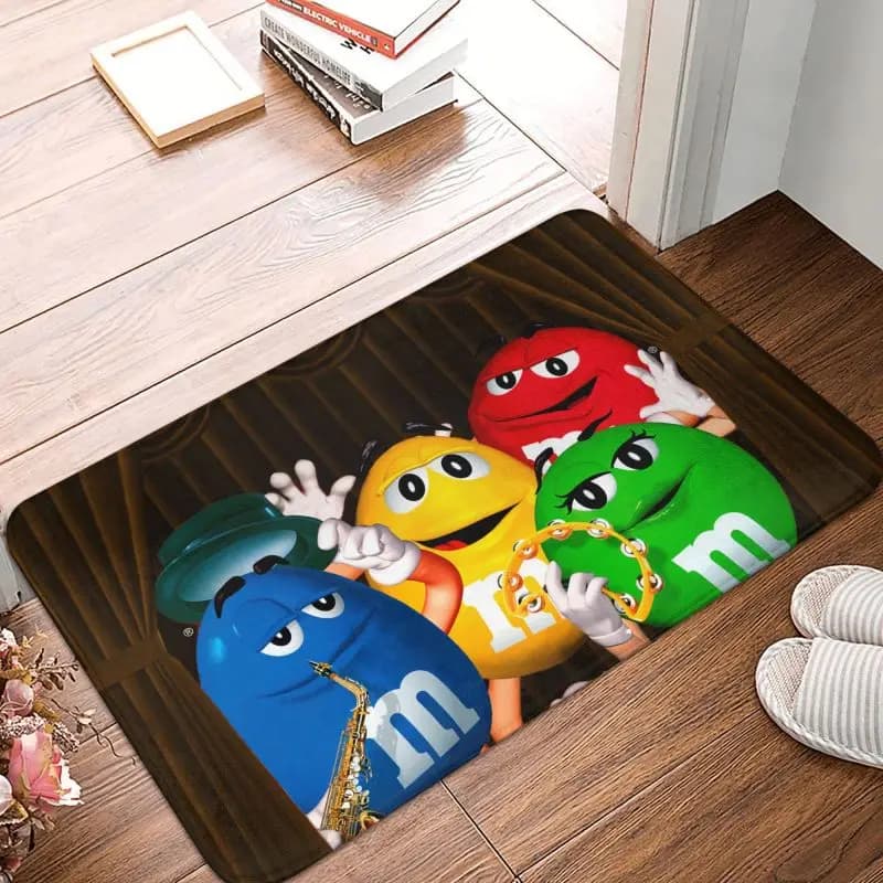 Personalized M&M's Chocolate Candy Meme Zerbino Anti-slip Bathroom Kitchen Mat Garden Garage door Floor Entry Carpet