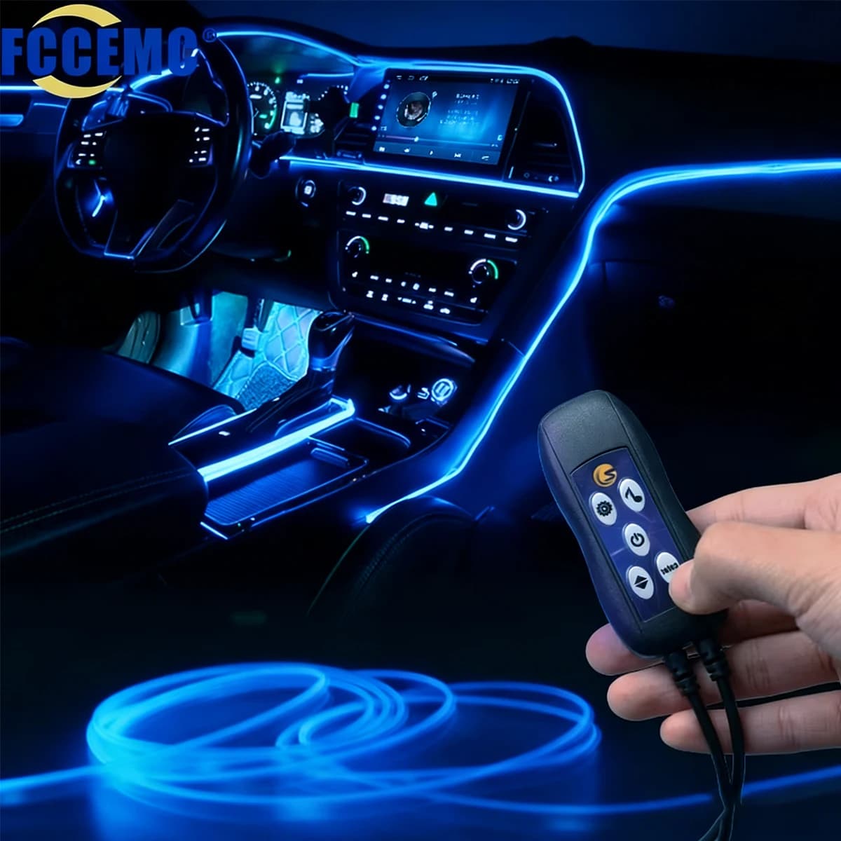 Illuminazione Atmosferica per Interni Auto USB RGB Strisce Flessibili in Fibra Ottica Fai-da-Te Modalità Multiple Lampada Decorativa Ambientale Luce al Neon per Auto