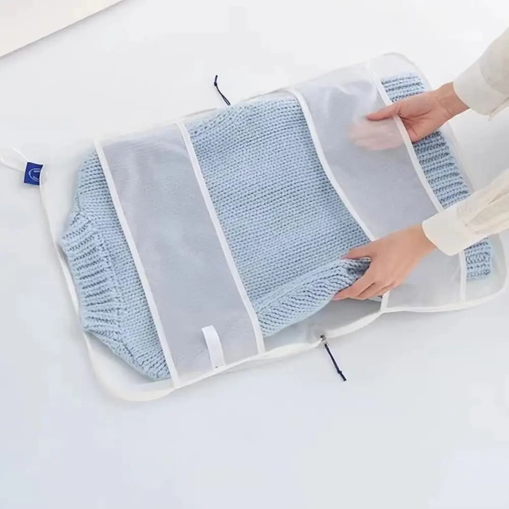 Fine Mesh Mesh Sweater Washing Bag Double Fixed Belt Reusable Laundry Storage Bag Portable Large Capacity Washing Machine Bag