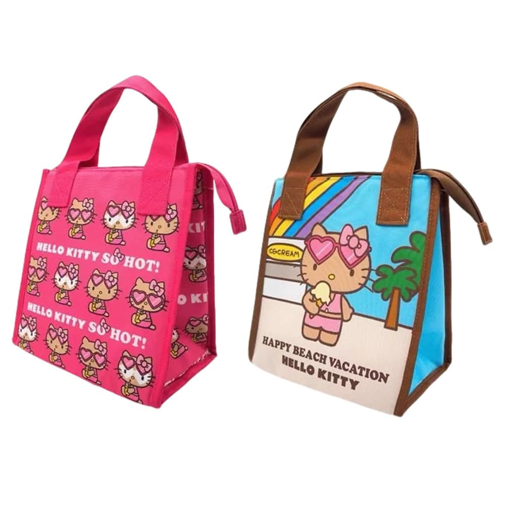Borsa Termica Portatile Kawaii Hello Kitty Nera, Simpatica Borsa Pranzo per Studenti, Bento Box, Regalo Sanrio per Ragazze