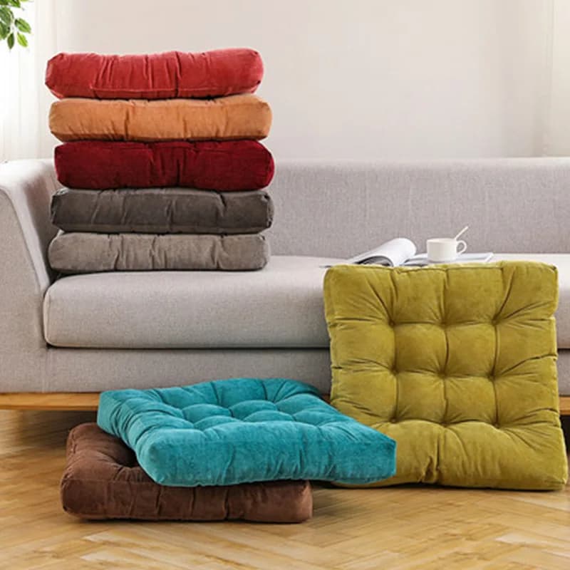 Cuscino del sedile quadrato in velluto a coste ispessito: cuscino per sedia da ufficio traspirante per tutte le stagioni, pouf ergonomico da pavimento per casa, balcone, yoga