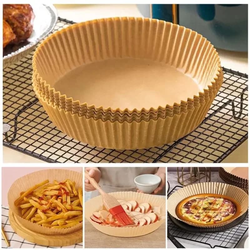 10-60Pcs New Disposable Air Fryer Paper Oil Proof Waterproof Frying Paper Non-Stick Baking Paper for Steamer Muffin Cupcake
