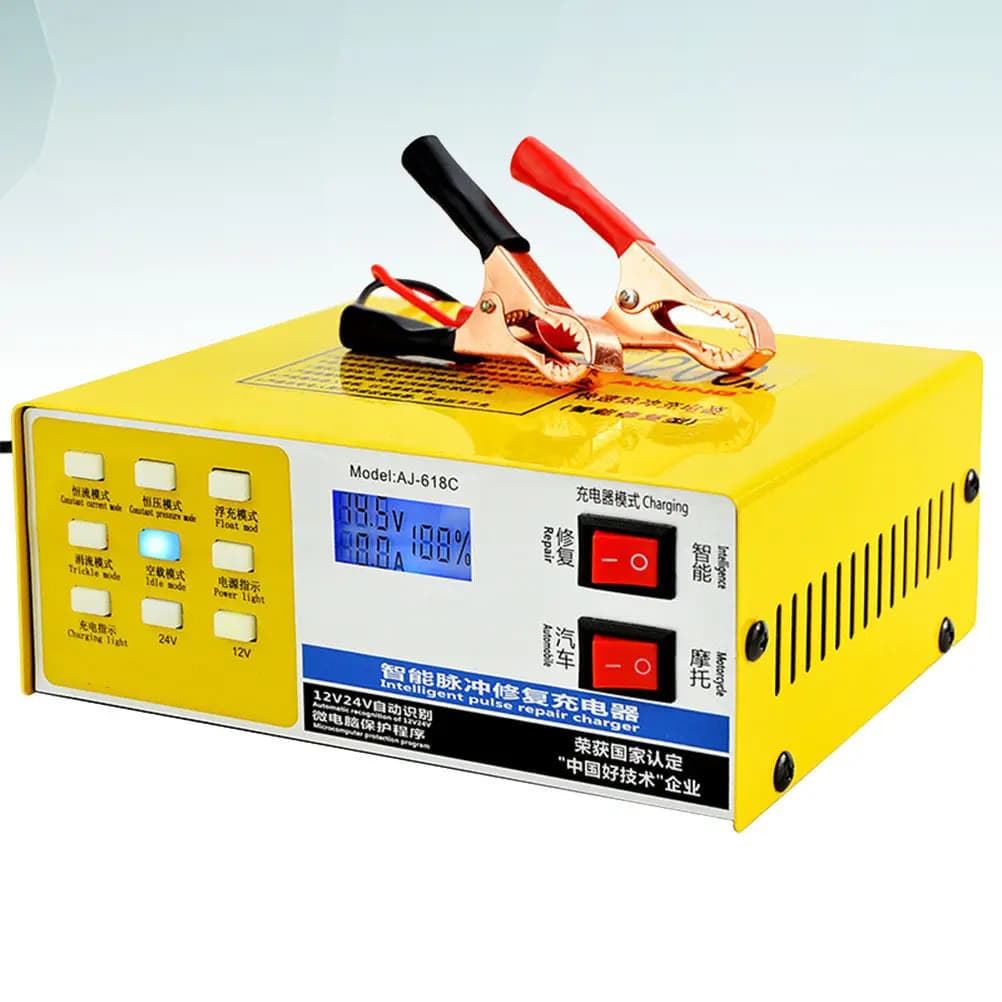 Caricabatterie per Auto 12/24V per Riparazione e Manutenzione di Batterie Moto, Camion, Gel, Senza Manutenzione, UPS, Wet Yellow