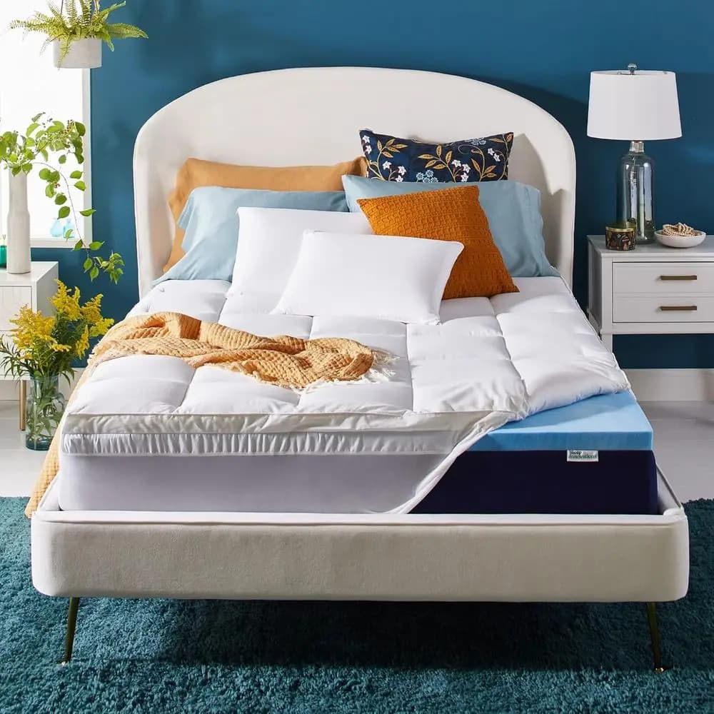 Dual Layer 4 Inch Memory oam MattrTopper, King Size, Medium Support, 2 Inch Cooling l Memory oam Plus 2 Inch Pillow Top Cover