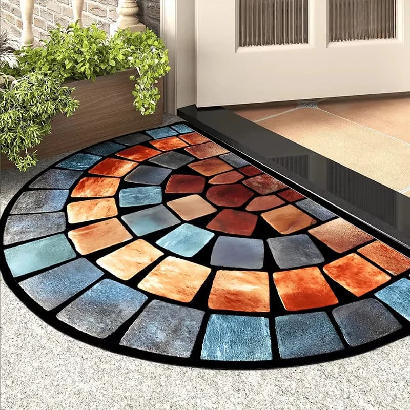 VIKAMA Thick Soft Non Slip Door Mat Chic Art Design Polyester Carpet For Home Decor Ideal For Porches Living Rooms Home Decor