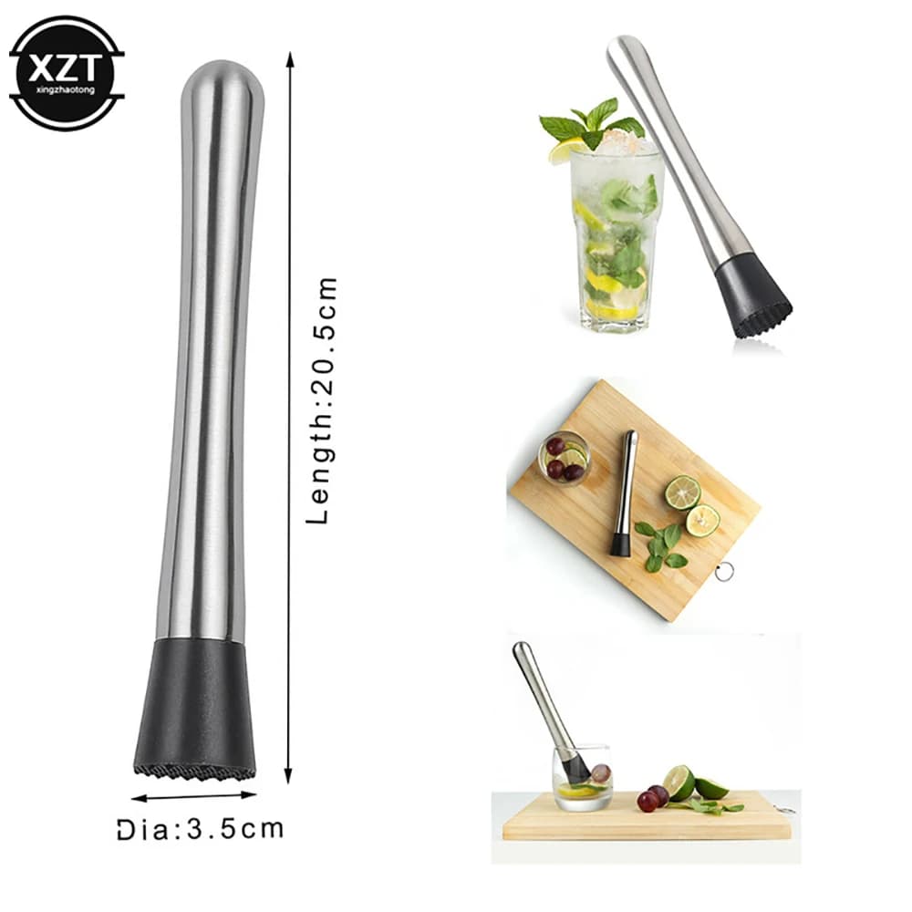 Bastone per miscelazione vino Bar Shaker per cocktail Mojito Muddler alla menta Muddler per cocktail in acciaio inossidabile Tritaghiaccio Martello Baristi Articoli da bar