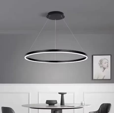 Minimalismo nordico Lampadario a LED ad anello singolo Illuminazione Cerchio in alluminio Lustre Lampadario a sospensione Lampada a LED dimmerabile