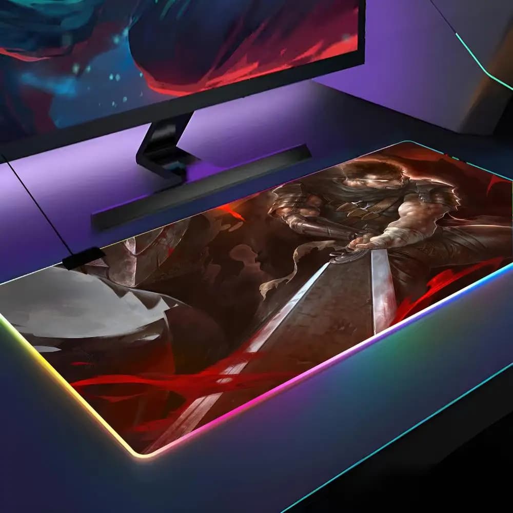 Tappetino per mouse Guts Sword In Berserk Tappetino per mouse retroilluminato RGB Tappetino per mouse per laptop Accessori da gioco per computer da tavolo