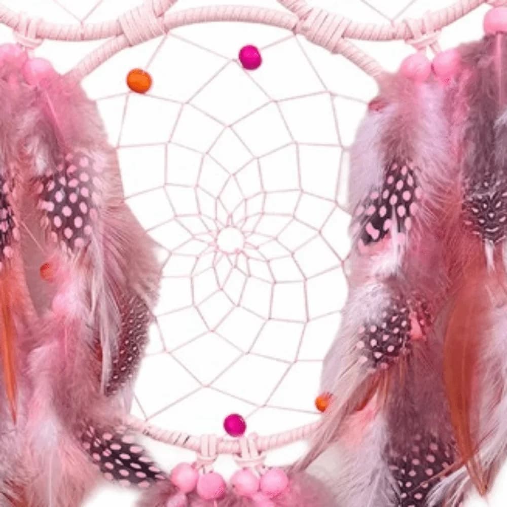 Iron Owl Dreamcatcher 22.05*8.66in Pink Pink Dream Catcher Owl Flower Accent Pastel Dreamcatcher Bedroom Decor