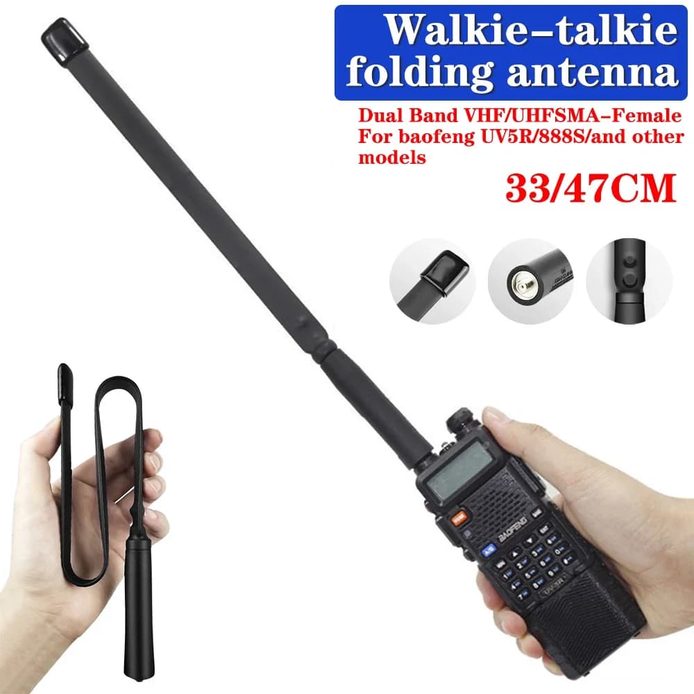 Antenna tattica Walkie Talkie pieghevole VHF UHF UV5R UV82 888S SMA-Femmina Dual Band Ham Radio Accessori